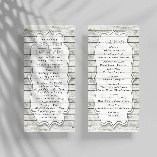 Nautical Whitewashed Wood Beach Wedding Collection Programme (Creator Uploaded)