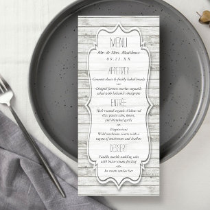 Nautical Whitewashed Wood Beach Wedding Menu