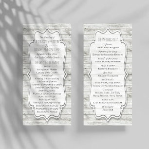 Nautical Whitewashed Wood Beach Wedding Program Rack Card