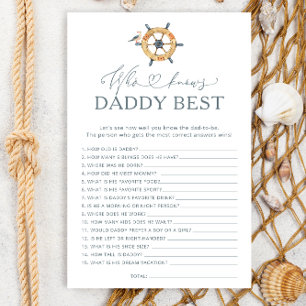Nautical Who Knows Daddy Best Baby Shower Game