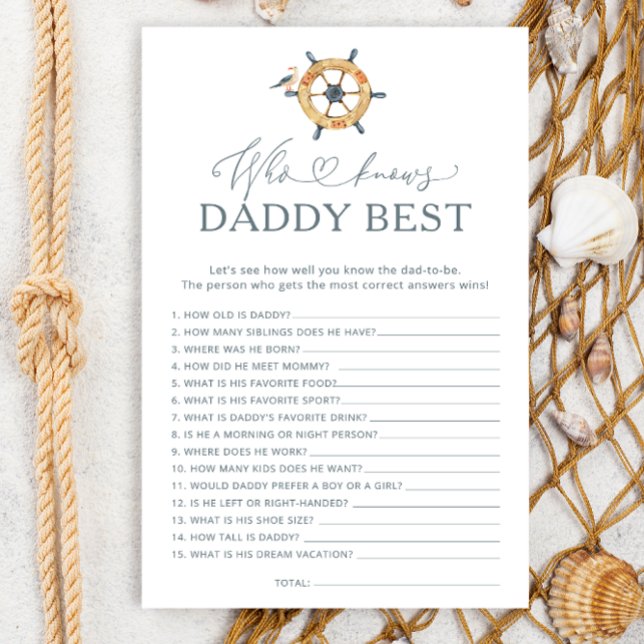 Nautical Who Knows Daddy Best Baby Shower Game (Creator Uploaded)