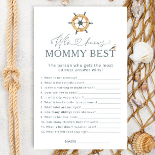 Nautical Who Knows Mummy Best Baby Shower Game