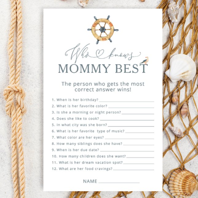 Nautical Who Knows Mummy Best Baby Shower Game (Creator Uploaded)