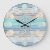 Nautical Wood Stripes, Sea Glass, Turtle 