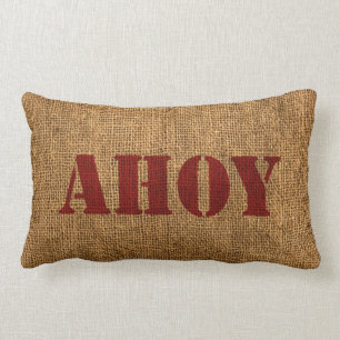 Nautical Word Ahoy Red Lumbar Cushion