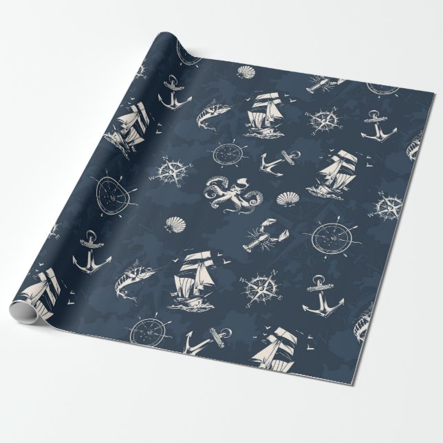 Nautical Wrapping Paper (Unrolled)
