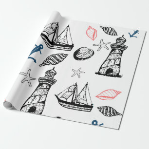 Nautical wrapping paper, summer theme wrapping paper