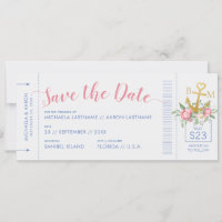 Nautical Yacht Club Wedding Ticket Save the Date