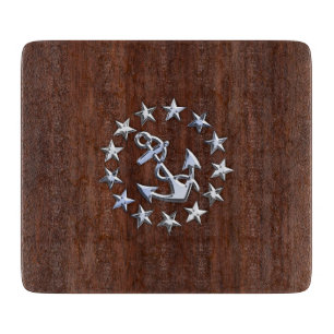 Nautical Yacht Flag Anchor Stars Symbol Cutting Board