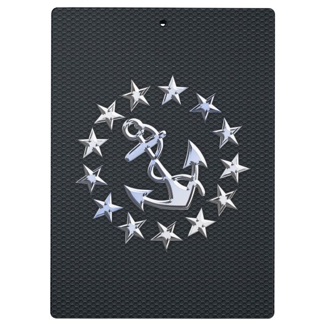 Nautical Yacht Flag Chrome Ensign on Grille Print Clipboard (Back)