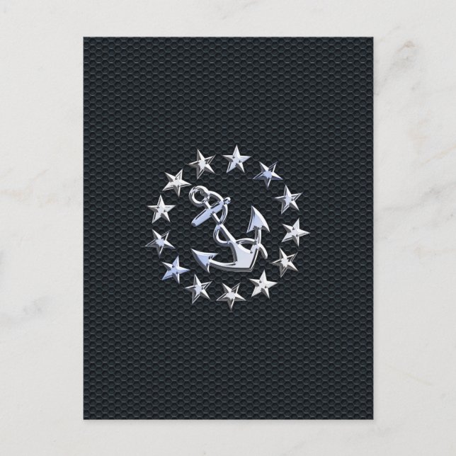 Nautical Yacht Flag Chrome Ensign on Grille Print Postcard (Front)