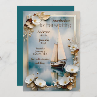 Nautical yacht ship wedding  save the date