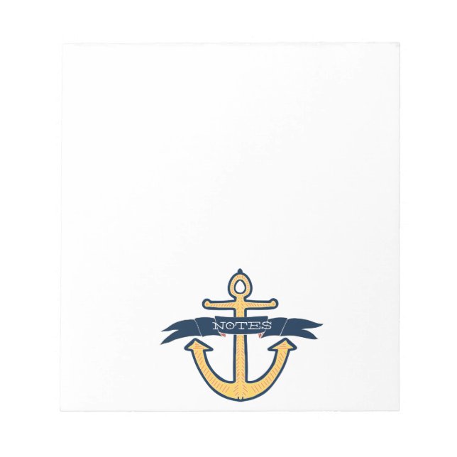 Nautical Yellow Anchor Notepad (Front)