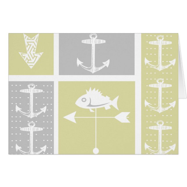 Nautical Yellow and Grey Anchor Fish Weather Vane (Front Horizontal)