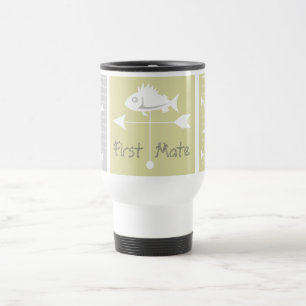 Nautical Yellow and Grey Anchor Fish Weather Vane Travel Mug