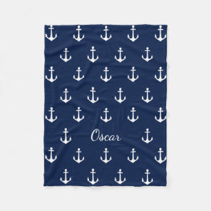 Nautical (You Choose Background Colour) Fleece Blanket