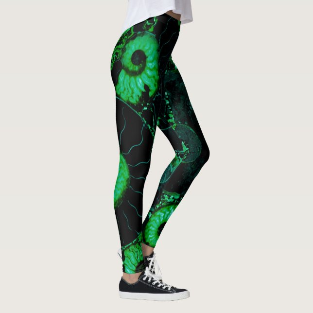 Nautilus green shell design leggings (Right)
