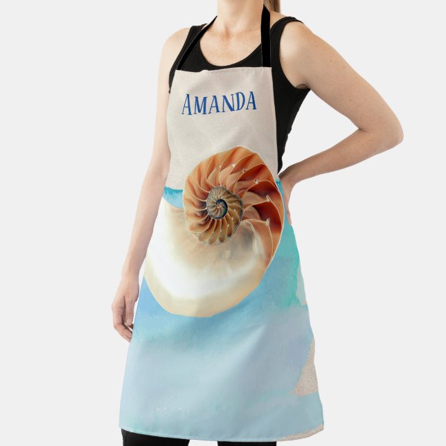 Nautilus Seashell and Sand  Apron (Insitu)
