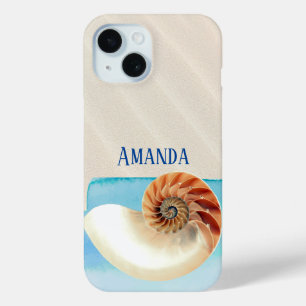 Nautilus Seashell and Sand iPhone 15 Case