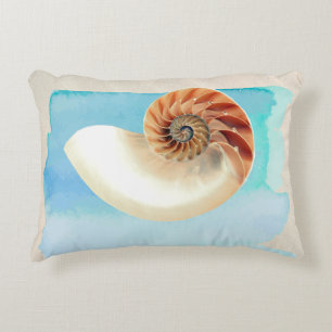 Nautilus Seashell and Sand Decorative Cushion