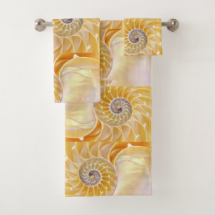 Nautilus seashell bath towel set