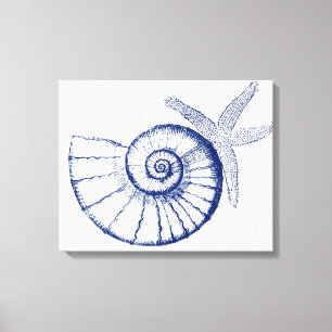 Nautilus Seashell & Starfish Marine Life Custom Canvas Print