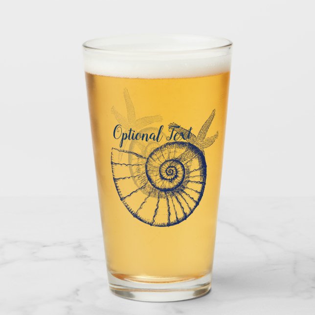 Nautilus Seashell & Starfish Marine Life Custom Glass (Front Filled)