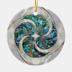 Nautilus Shell - Abalone and Pearl Ceramic Tree Decoration