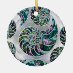 Nautilus Shell Abalone and Pearl Ceramic Tree Decoration