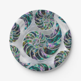 Nautilus Shell Abalone and Pearl Paper Plate