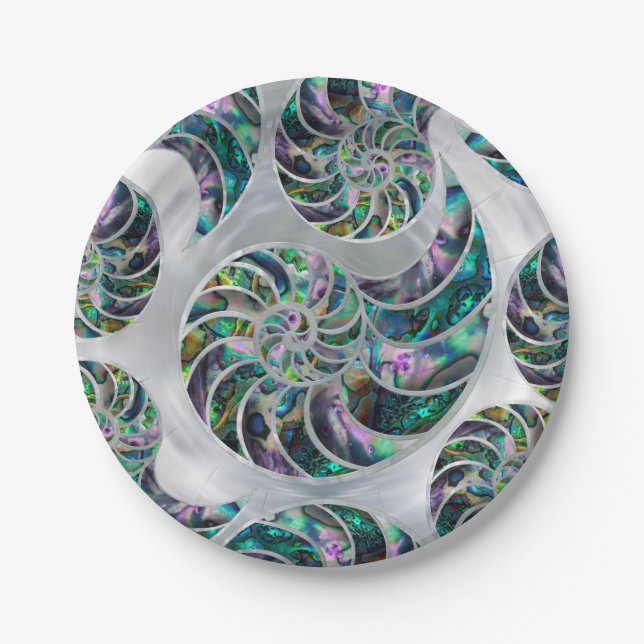 Nautilus Shell Abalone and Pearl Paper Plate (Front)