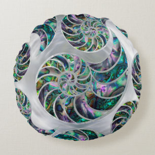 Nautilus Shell Abalone and Pearl Round Cushion