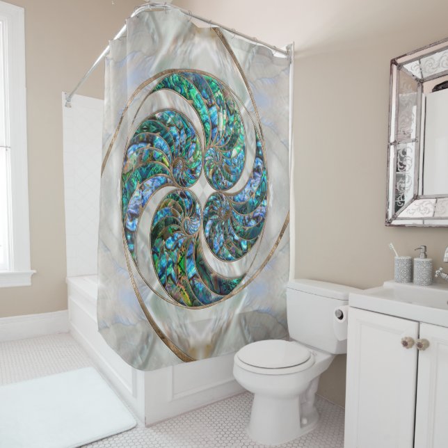 Nautilus Shell - Abalone and Pearl Shower Curtain (In Situ)