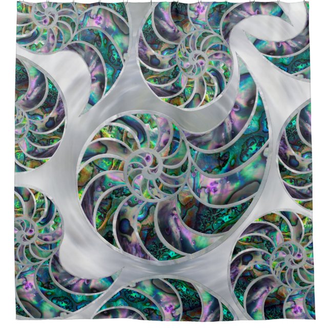 Nautilus Shell Abalone and Pearl Shower Curtain (Front)
