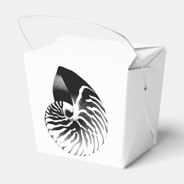 Nautilus shell - black, grey and white favour box (Back Side)