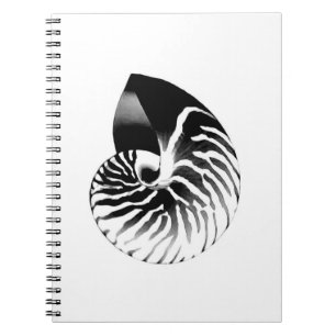 Nautilus shell - black, grey and white notebook