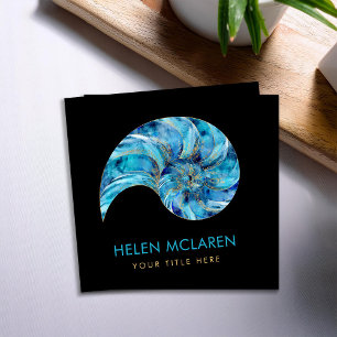 Nautilus Shell Blue watercolor Square Business Card