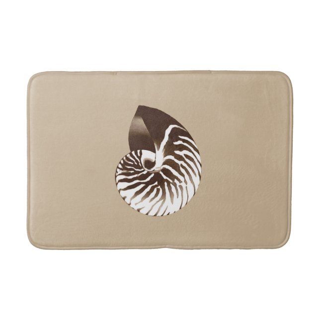 Nautilus shell - brown, white and beige bath mat (Front)