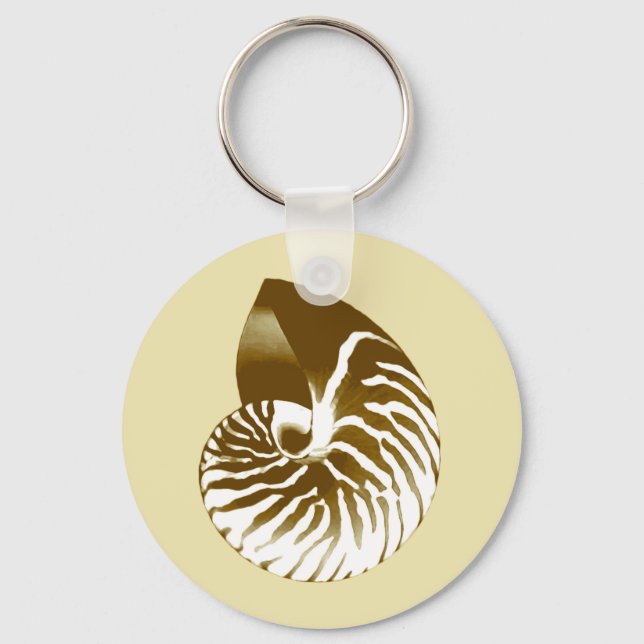 Nautilus shell - brown, white and beige key ring (Front)