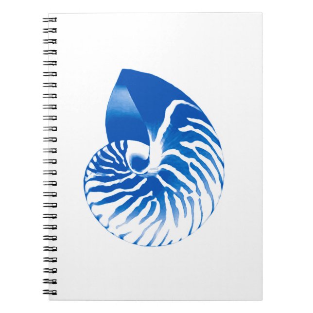 Nautilus shell - cobalt blue and white spiral notebook (Front)
