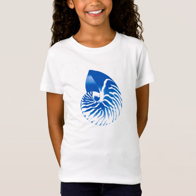 Nautilus shell - cobalt blue and white T-Shirt (Front)