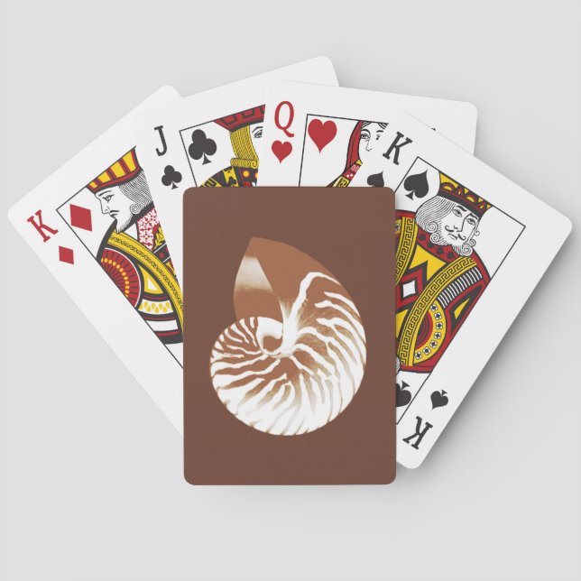 Nautilus shell - cocoa brown and white playing cards (Back)