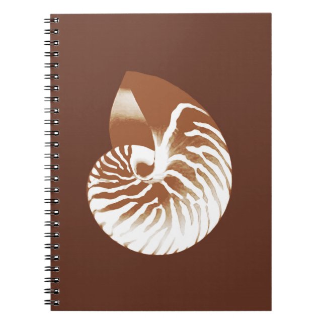 Nautilus shell - cocoa brown and white spiral notebook (Front)