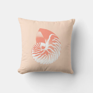 Nautilus shell - coral orange and white cushion