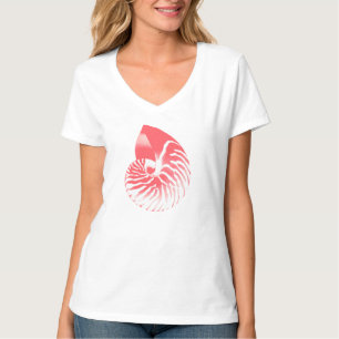 Nautilus Shell - coral pink and white T-Shirt