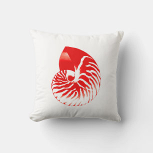 Nautilus shell - dark red and white cushion
