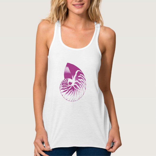Nautilus shell - eggplant purple and white singlet (Front)