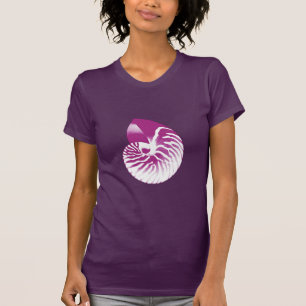 Nautilus shell - eggplant purple and white T-Shirt