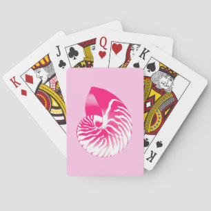 Nautilus shell - fuchsia pink and white playing cards
