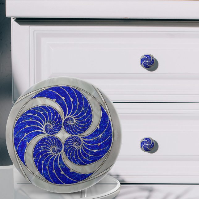 Nautilus Shell Lapis Lazuli and Mother of Pearl Ceramic Knob (Creator Uploaded)